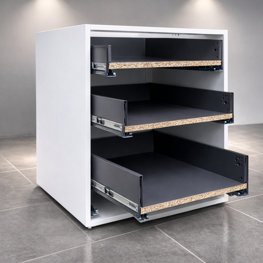 White Kitchen Drawer Base Unit with Soft-Close Drawers – 400mm-900mm