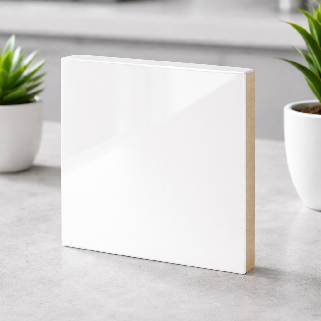 White book on a gray surface with two potted plants in the background