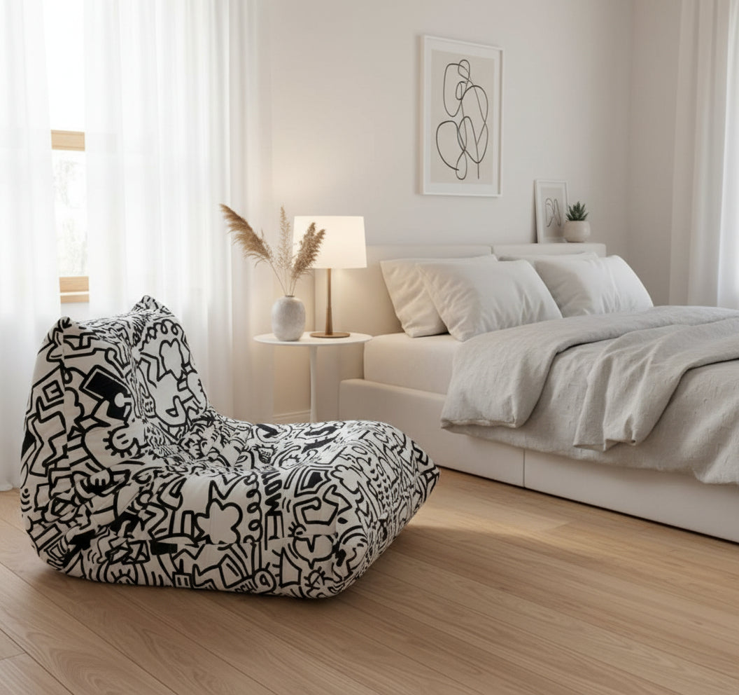 Urban Sketch Art Lazy Sofa – Premium Floor Lounger