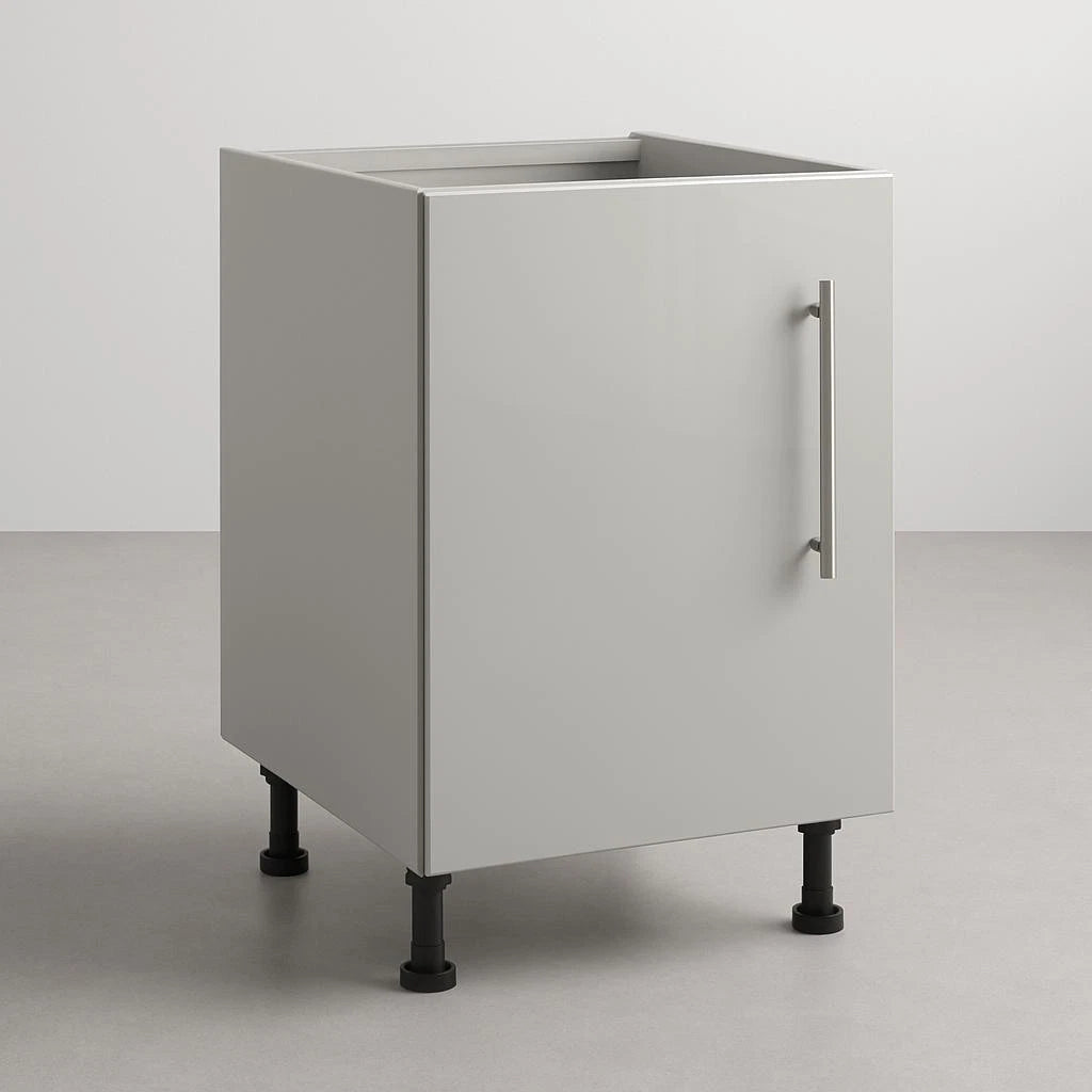 Light Grey Gloss Kitchen Base Unit – Flat Pack Cabinet (300–1000mm)